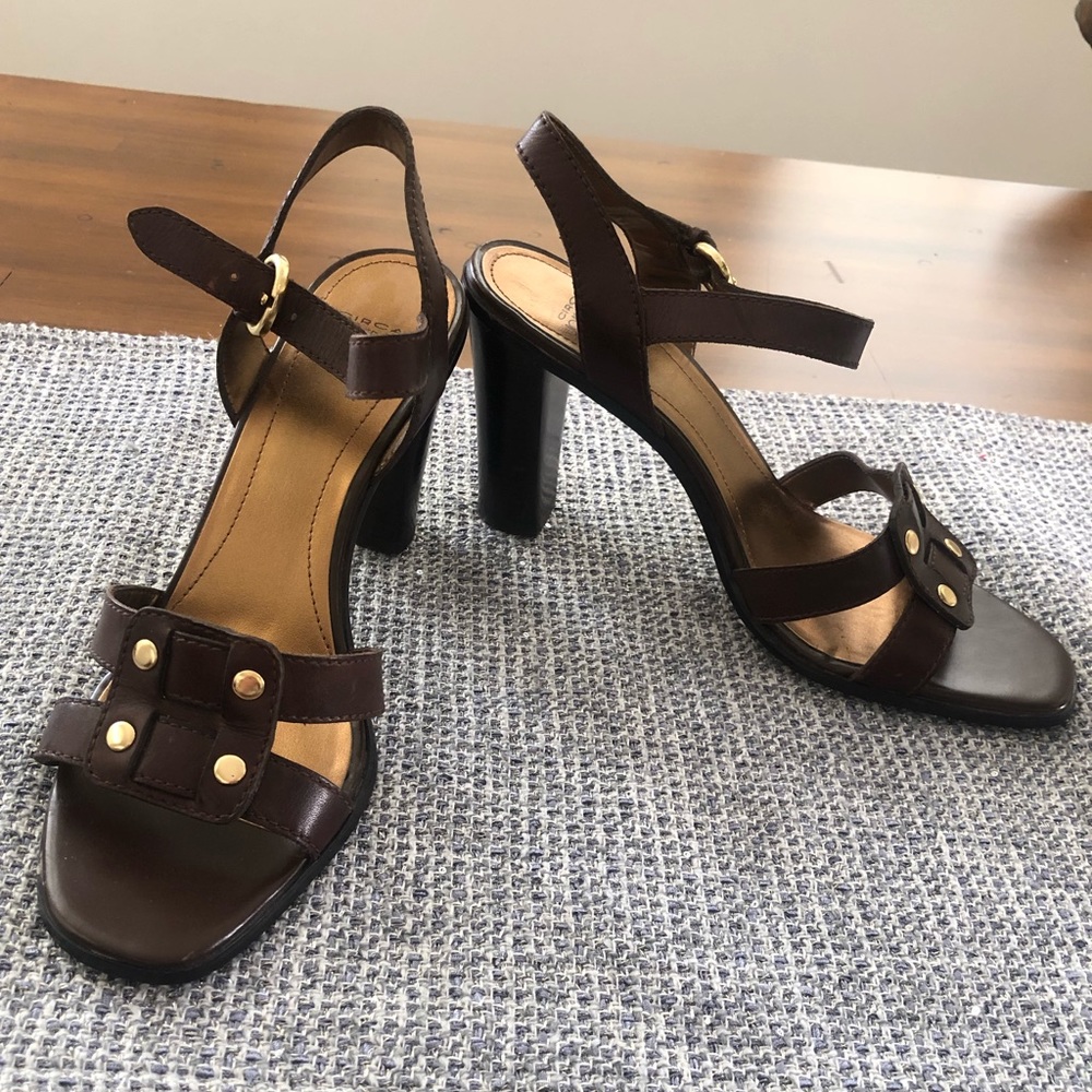 Brown leather heels size 7.5